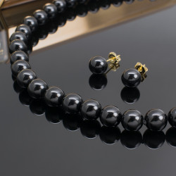 Juego Collar Aretes Mujer Piedras Naturales Cuarzo Chapa Oro - Bisuel