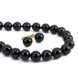 Juego Collar Aretes Mujer Piedras Naturales Cuarzo Chapa Oro - Bisuel