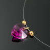 Collar Mujer Corazon  Fucsia Oro Gf Invisible Nylon - Bisuel