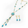 Collar Mujer Aretes Piedra Natural Turquesa Chapa Oro A Mano - Bisuel