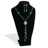 Collar Mujer Aretes Piedra Natural Turquesa Chapa Oro A Mano - Bisuel