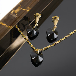 Collar Aretes Corazon  Brillo Cadena Oro G Mujer - Bisuel