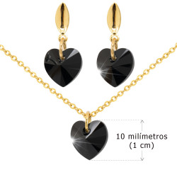 Collar Aretes Corazon  Brillo Cadena Oro G Mujer - Bisuel