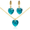 Juego Corazones  Collar Aretes Mujer Cadena Oro Glf con cristal Swarovski - Bisuel
