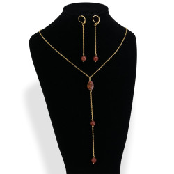 Collar Mujer Cuarzo Agata Cornalina Piedra Natural Baño Oro - Bisuel