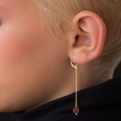 Collar Mujer Cuarzo Agata Cornalina Piedra Natural Baño Oro - Bisuel