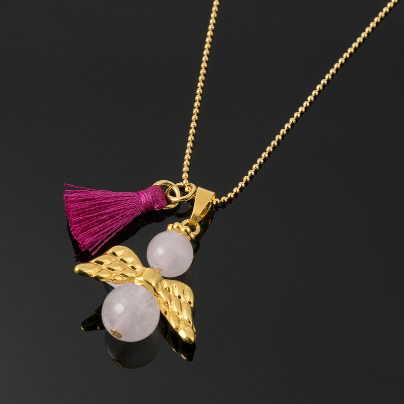 Collar Mujer Cuarzo Rosado Angel Cadena Oro Gf Joyas - Bisuel