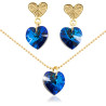 Juego Collar y Aretes Corazon Swarovski Azul - Bisuel