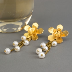 Aretes Perlas Cultivadas naturales Baño de oro - Bisuel