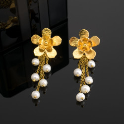 Aretes Perlas Cultivadas naturales Baño de oro - Bisuel
