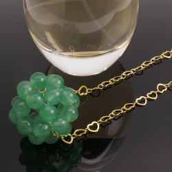 Collar Largo Mujer Cuarzo Rosado Dodecaedro Cadena Acero Oro - Bisuel