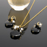 Juego De Collar Aretes Con Perlas Y Piedras Naturales Onix