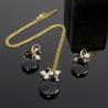Juego De Collar Aretes Con Perlas Y Piedras Naturales Onix