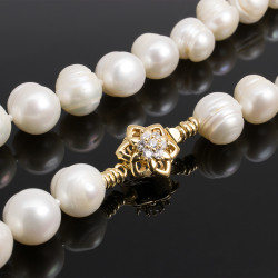 Collar Aretes Mujer Perlas Cultivadas P Naturales Chapa Oro - Bisuel