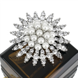 Broche Prendedor Plateado Cristales Fiesta Novia