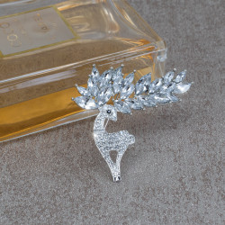 Broche Prendedor Plateado Cristales Fiesta