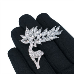 Broche Prendedor Plateado Cristales Fiesta