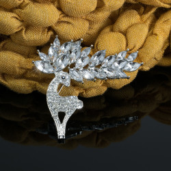 Broche Prendedor Plateado Cristales Fiesta