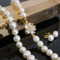 Collar Mujer Perlas Cultivadas Perlas Naturales Chapa Oro Joyas - Bisuel