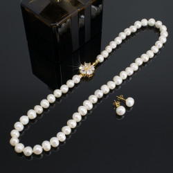 Collar Mujer Perlas Cultivadas Perlas Naturales Chapa Oro Joyas - Bisuel