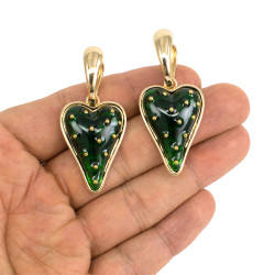 Aretes Corazones Fresa Verde | Bisuel