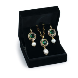 Juego De Collar Aretes Con Perlas naturales cultivadas grandes y Circones