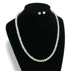 Juego Collar Aretes Mujer Perlitas Cultivadas Naturales Joya - Bisuel