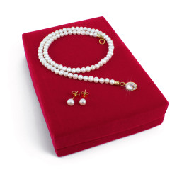 Juego Collar Aretes Mujer Perlitas Cultivadas Naturales Joya - Bisuel