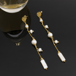 Aretes Perlas Cultivadas naturales Baño de oro - Bisuel