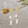Aretes Elegantes Perlas Cultivadas Naturales Baño de oro - Bisuel