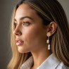 Aretes Elegantes Perlas Cultivadas Naturales Baño de oro - Bisuel