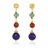 Aretes Largos Piedras Naturales Multicolor cuarzo Verde, Cornalina, Agata  Joya - Bisuel