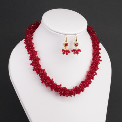 Collar Rojo Cristales y Corazones Circon Exclusivo Tejido Llamativo Exclusivo