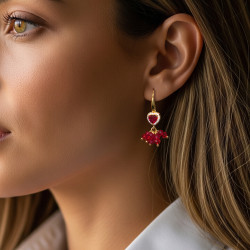 Collar Rojo Cristales y Corazones Circon Exclusivo Tejido Llamativo Exclusivo