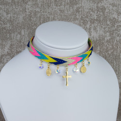 Choker San Benito Virgen Milagrosa Cristal Swarovski