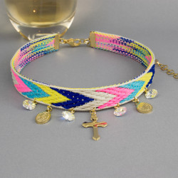 Choker San Benito Virgen Milagrosa Cristal Swarovski