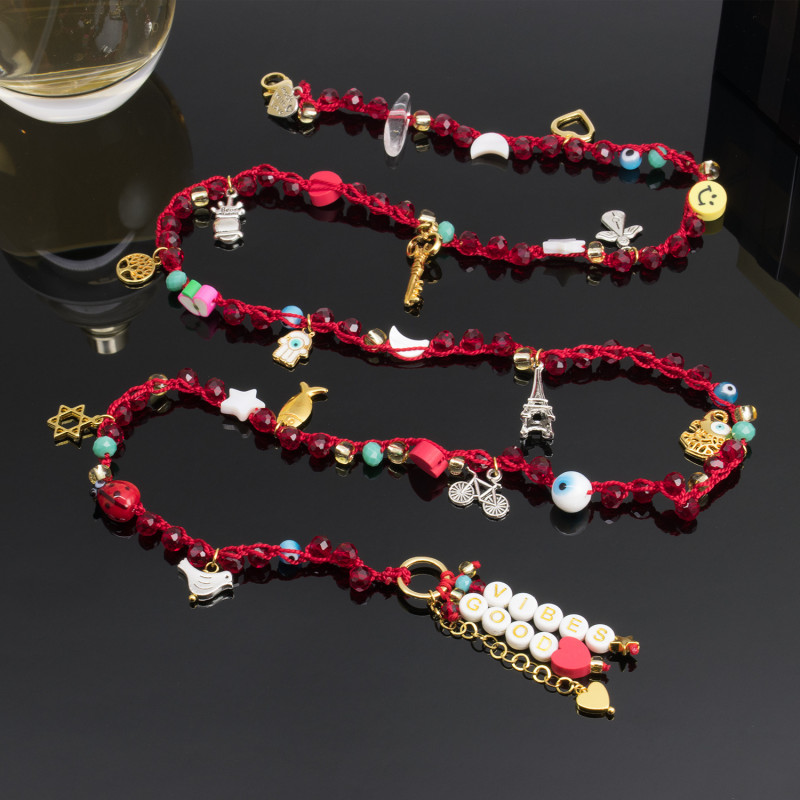 Deseos y Buenos Propositos Pulsera Multivueltas o Collar con Dijes