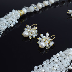 Collar De Perlas Cultivadas Naturales Cuarzo Y Cristales