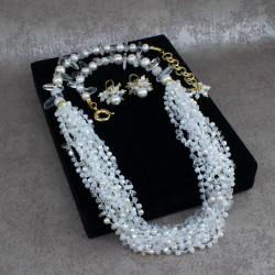 Collar De Perlas Cultivadas Naturales Cuarzo Y Cristales