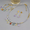 Juego Collar Pulsera Aretes Piedras Cuarzos Naturales de Colores Y Cristales