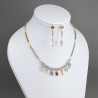 Juego Collar Pulsera Aretes Piedras Cuarzos Naturales de Colores Y Cristales