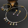 Juego Collar Pulsera Aretes Piedras Cuarzos Naturales de Colores Y Cristales