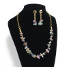 Juego Collar Pulsera Y Aretes con Piedras Naturales Cuarzo Fluorita