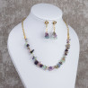 Juego Collar Pulsera Y Aretes con Piedras Naturales Cuarzo Fluorita