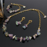 Juego Collar Pulsera Y Aretes con Piedras Naturales Cuarzo Fluorita