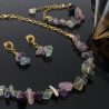 Juego Collar Pulsera Y Aretes con Piedras Naturales Cuarzo Fluorita