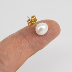 Aretes Perlas Cultivadas Chapado En Oro - Bisuel