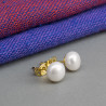 Aretes Perlas Cultivadas Chapado En Oro - Bisuel