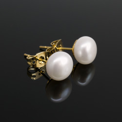 Aretes Perlas Cultivadas Chapado En Oro - Bisuel