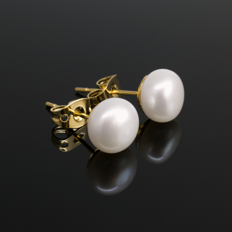 Aretes Perlas Cultivadas Chapado En Oro - Bisuel